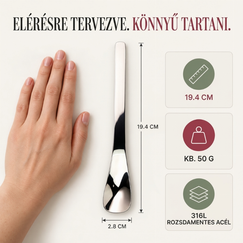 ✨🥄 Rozsdamentes Acél Desszertkanál: Elegancia + Kényelem! 🎯