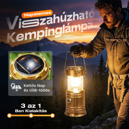 ⛺️Napenergiával működő, behúzható kempinglámpa