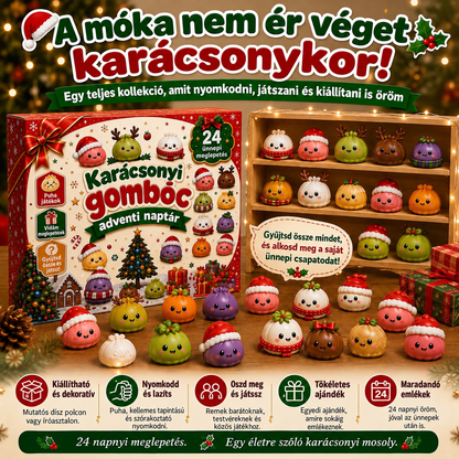 BILLHOL®🌹 KARÁCSONYI KÜLÖNLEGESSÉG | 24 napos mini Squishy adventi naptár – minden nap egy aranyos meglepetéssel! 🎄