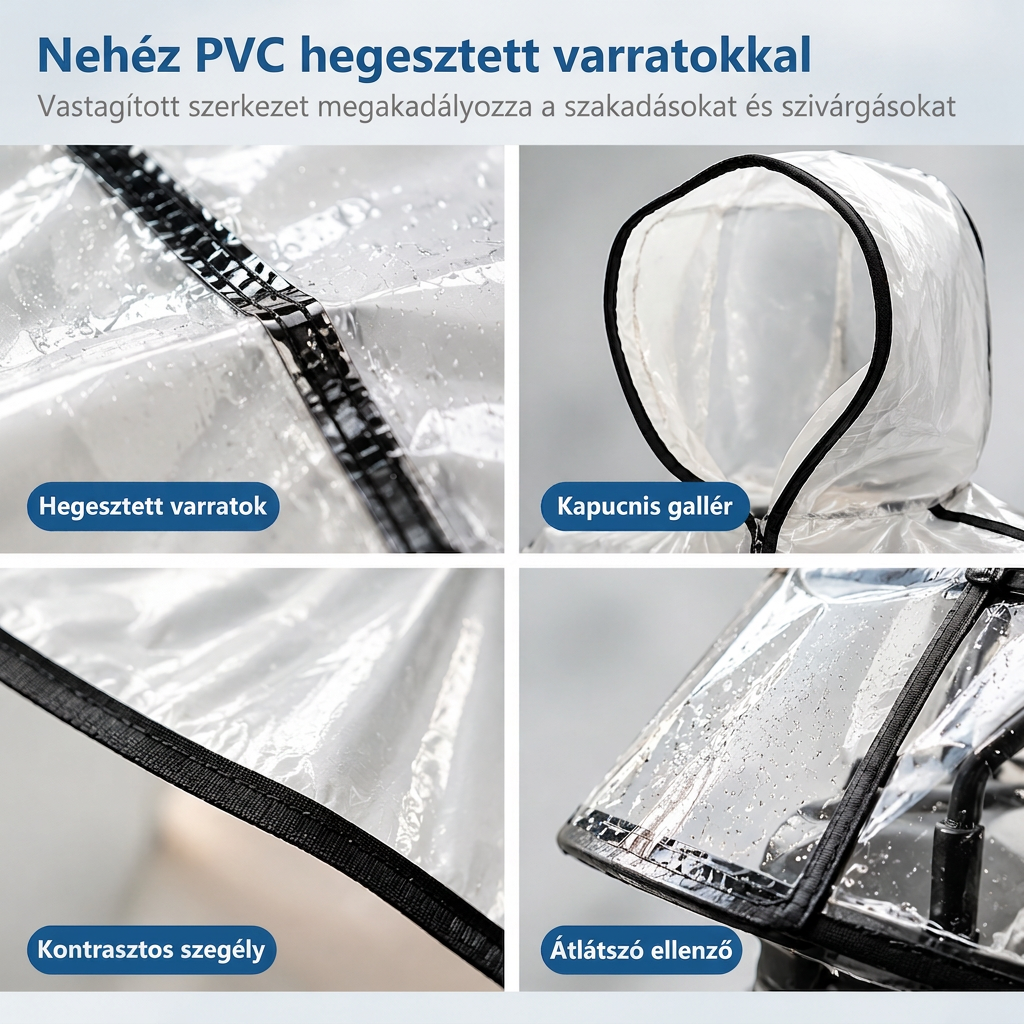 🌧️ Mobilitási segédeszköz esővédő – Teljes lefedettségű, vízálló PVC-tető
