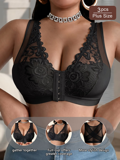 Triumph – 4 részes szett 👑, kényelmes, nyomtatott csipkés melltartó