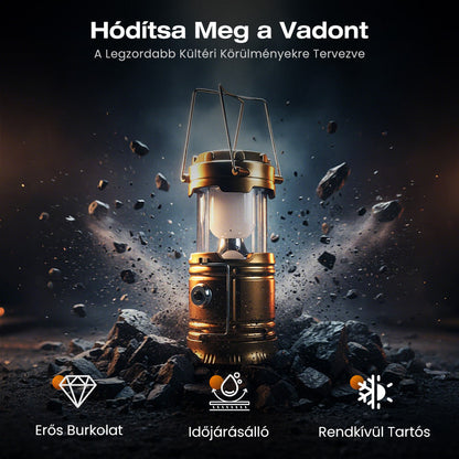 ⛺️Napenergiával működő, behúzható kempinglámpa