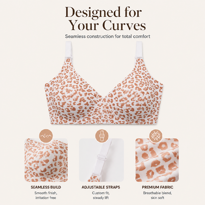 🏆 Népszerű a svéd vásárlók körében🔥 Korlátozott akció –49% KEDVEZMÉNY! Női leopárdmintás vezeték nélküli push-up melltartó