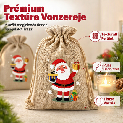 🎄✨ Karácsonyi zsákvászon ajándéktasak húzózsinórral: Stílusos csomagolás másodpercek alatt – búcsú a drága csomagolópapírtól és a ragasztószalag bajlódásától! 🎅🎁