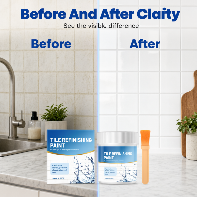 🥳 🎨🛁Fehér csempefelújító festék ecsettel – elfedi a foltokat, vízálló és fényes felületet biztosít. Újítsd fel a csempéket, mosdókagylókat és WC-ket csere nélkül! 🛡️