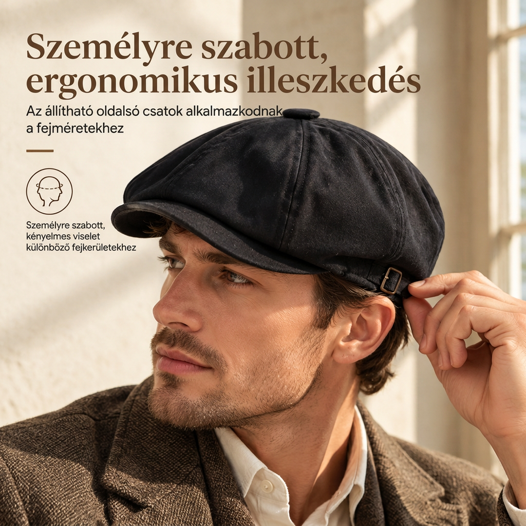🎩 Brit stílusú nyolcszögletű beret – Vintage, uniszex, alkalmi ✨