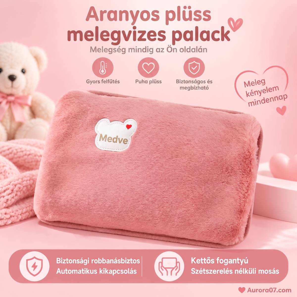 🧊 Újratölthető fűtőzsák puha plüss borítással – téli kéz- és testmelegítő🧤❄️