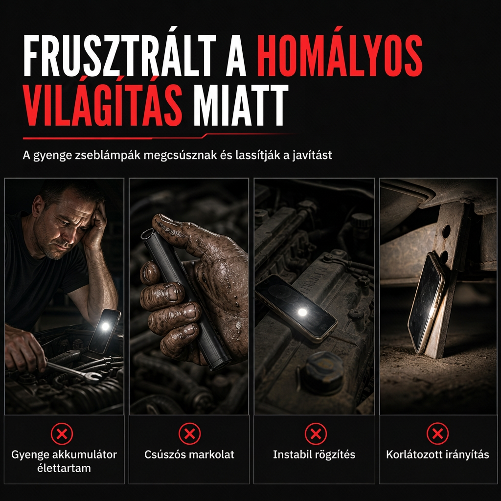 Fényes, újratölthető LED-es munkalátta mágneses talppal, hordozható ellenőrzőlámpa autójavításhoz és éjszakai piacok megvilágításához