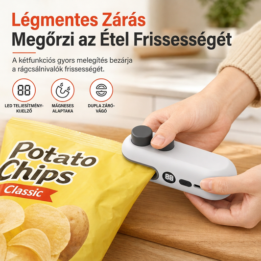 💥Hordozható, újratölthető mini hőhegesztő gép, akkumulátor-szintjelzővel és mágneses kialakítással, műanyag snack-csomagolásokhoz