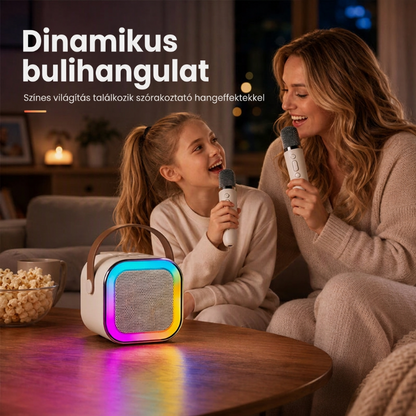 🎉 Gyermekek számára készült mini karaoke gép vezeték nélküli mikrofonokkal – zene, szórakozás és éneklés otthon 🎤✨
