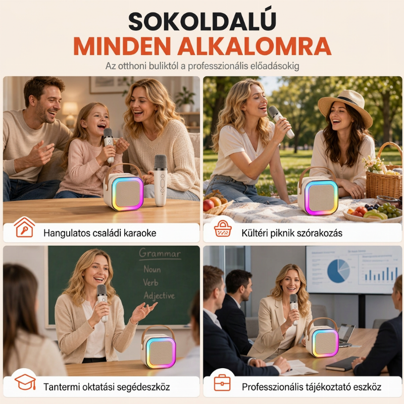 🎉 Gyermekek számára készült mini karaoke gép vezeték nélküli mikrofonokkal – zene, szórakozás és éneklés otthon 🎤✨