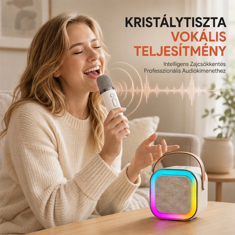 🎉 Gyermekek számára készült mini karaoke gép vezeték nélküli mikrofonokkal – zene, szórakozás és éneklés otthon 🎤✨