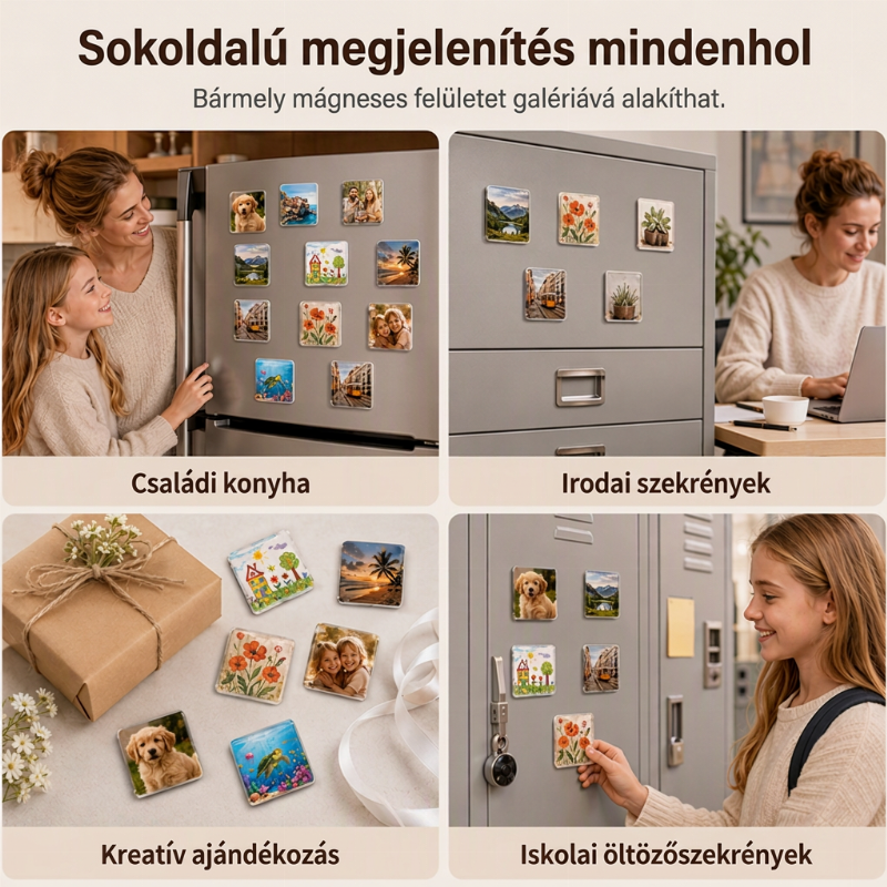 Átlátszó akril DIY hűtőmágnes készlet