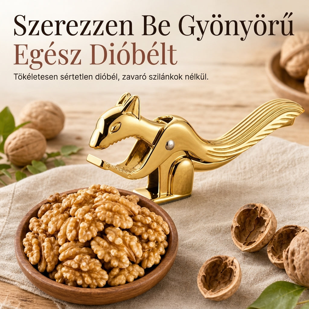 🌰🐿️Cinkötvözetű mókus alakú diótörő, sokoldalú dió és mogyoró törő eszköz